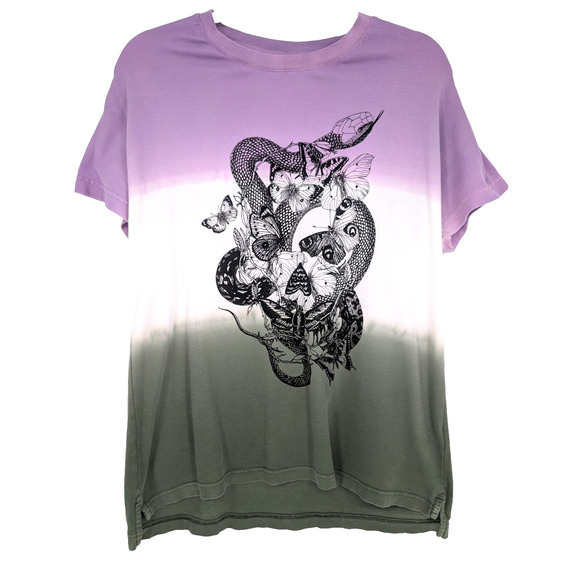 Zadig & Voltaire Tom DD Snake Gradient Ombre Graphic Tee Glam Punk Grunge SML - Picture 3 of 11
